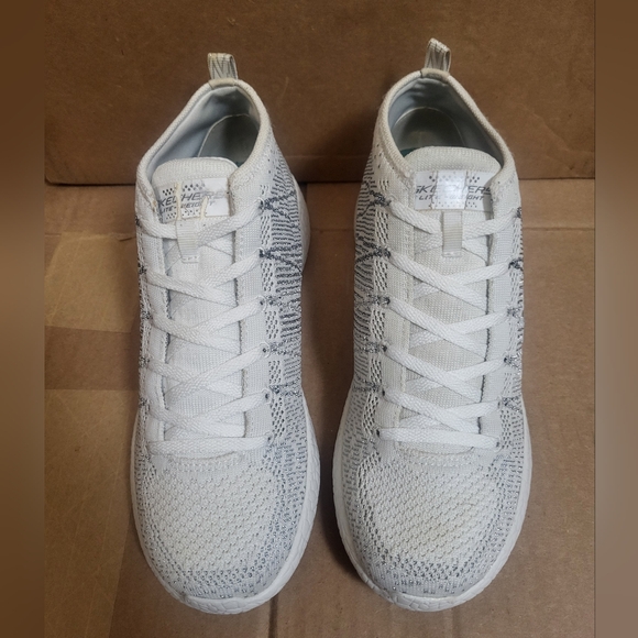 Skecher Air Cooled Memory Foam White/Silver Mid Top Sneakers Women Size 8.5 - Picture 4 of 14
